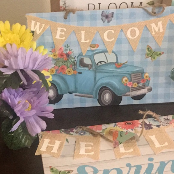 Spring MDF and Burlap Hanging Wall Sign Set - Picture 11 of 14